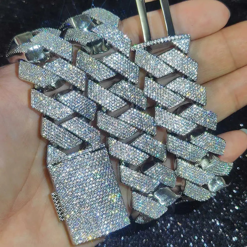 Hip Hop Jewelry Men Iced Out Chains Big Heavy 25mm Six Rows Cz Stone Cuban Link Chain High Quality Bling Necklace 