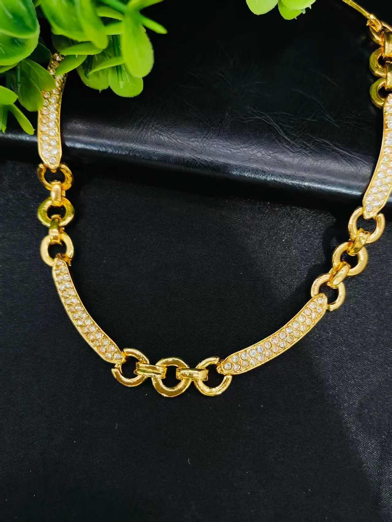 Luxury 24K Plated Gold Necklace Earrings Bracelet Ring Jewelry Set.