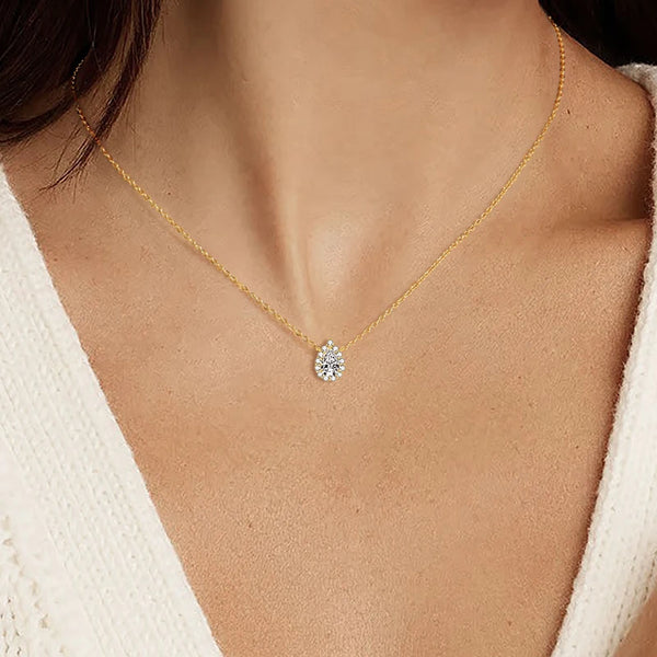 Teardrop Necklace Moissanite Pendant Necklaces 925 Silver Adjustable Certified Jewelry. Alternate View