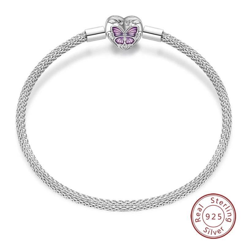 Bracelet Silver 925 Original Star Moon Sun Four Leaf Clover Green Zircon Bracelets Jewellery.