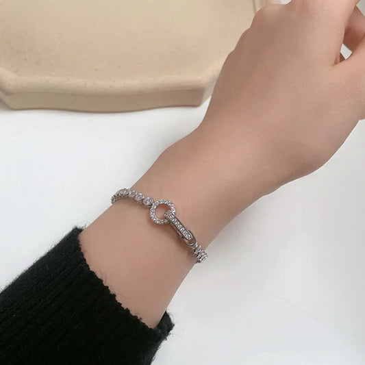 100% 925 Sterling Silver Create Moissanite Chain Bracelet.