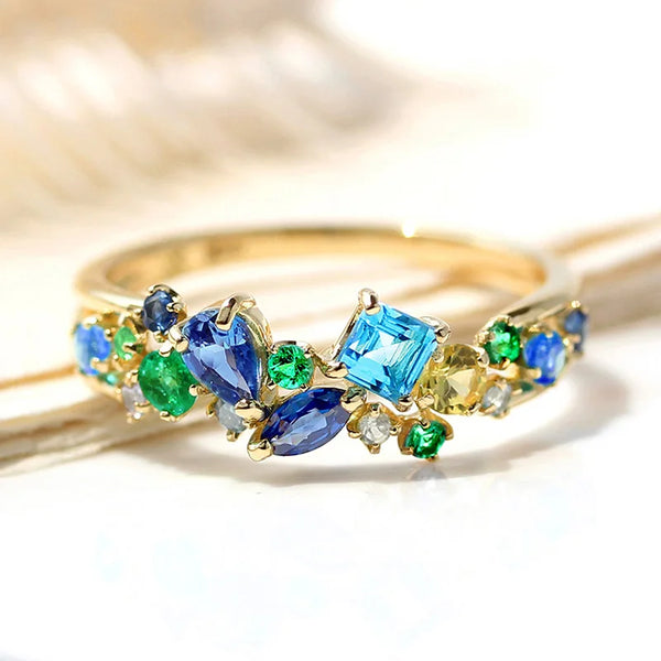 Blue/Green Cubic Zirconia Luxury Accessories Ring jewellery. Alternate View