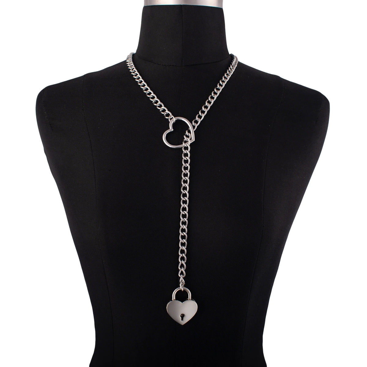 Heart Lock Slip Chain Necklace Love Chains Padlock Necklace.