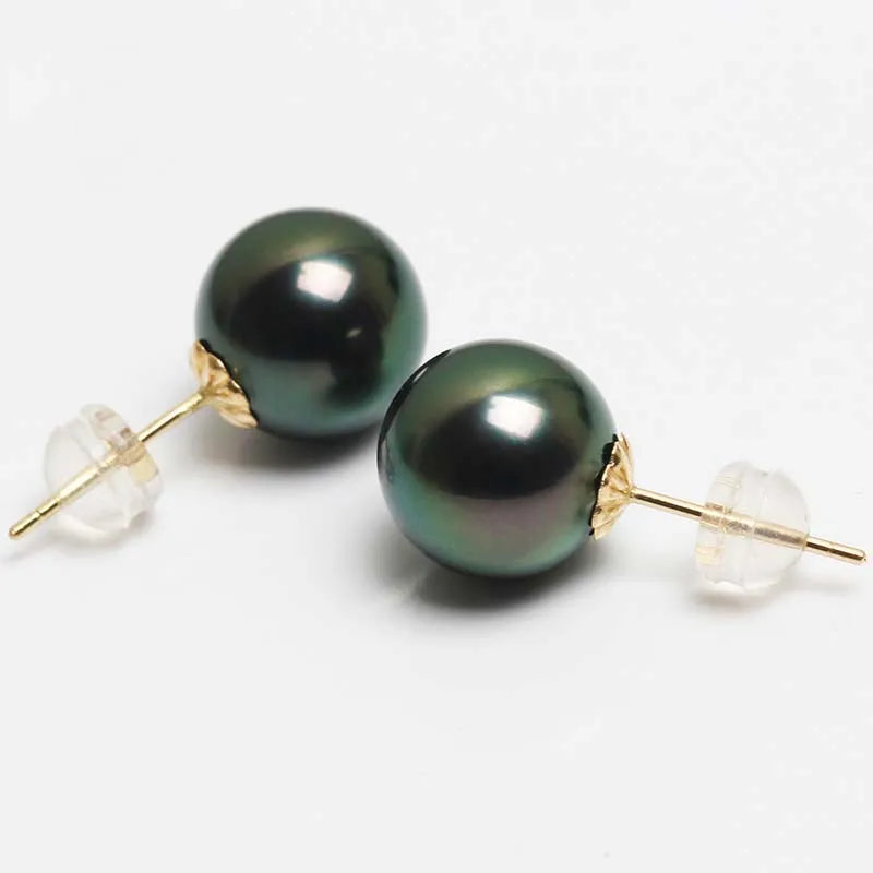 Real Sea Water Pearl Earrings,18K Gold Stud Pearl Earrings perfect Gift.