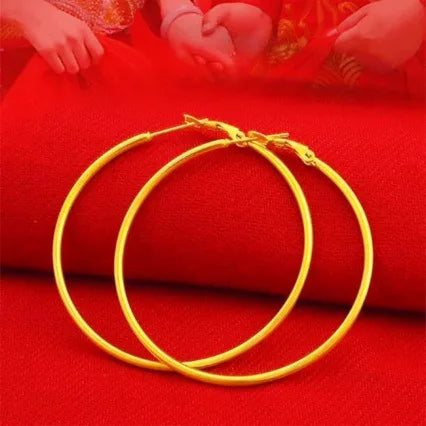 18K Gold Earrings 3cm in Diameter, Exuding Simple, Fashionable and High - end Temperament