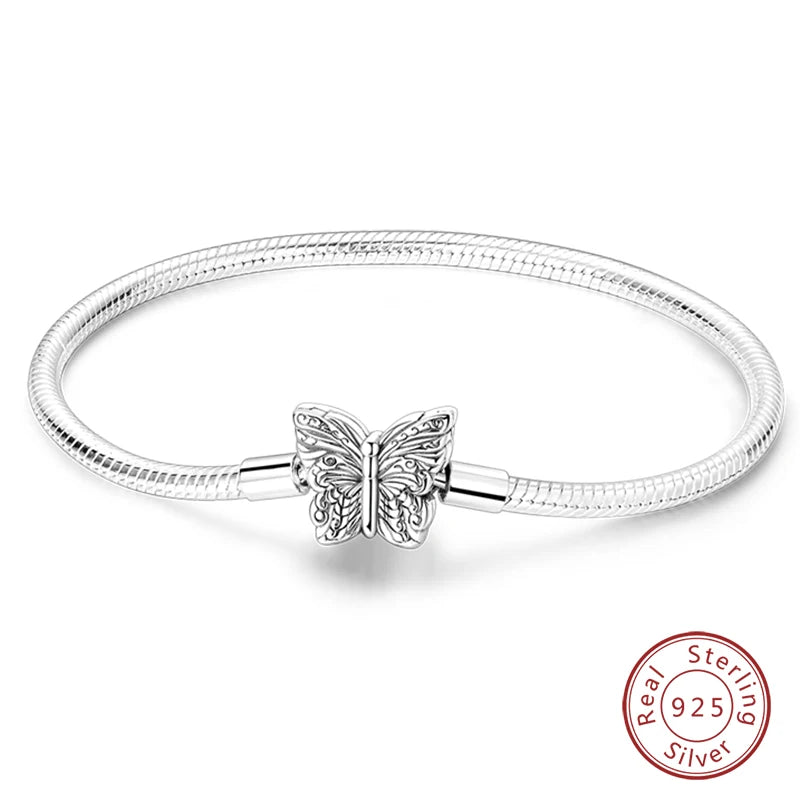 Bracelet Silver 925 Original Star Moon Sun Four Leaf Clover Green Zircon Bracelets Jewellery.