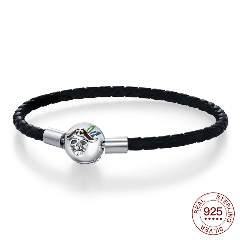 925 Sterling Silver Drop Rubber Bracelet Love Butterfly Clover Bracelet Original Charm Beads Jewellery.