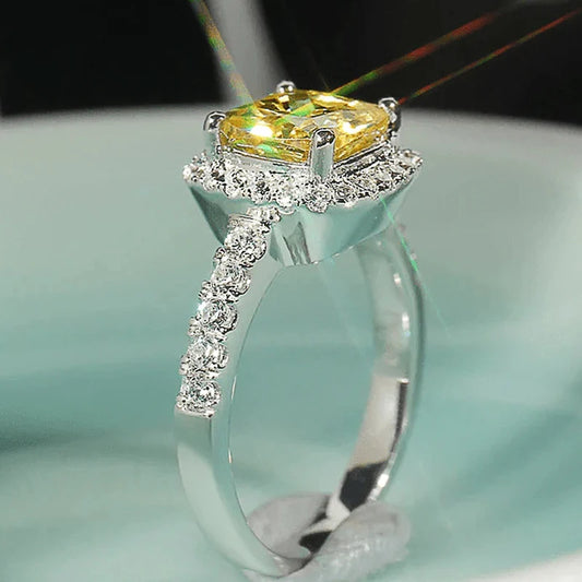 Graceful Ring Bright Yellow Crystal Accessories Fashion Aesthetic Jewellery.