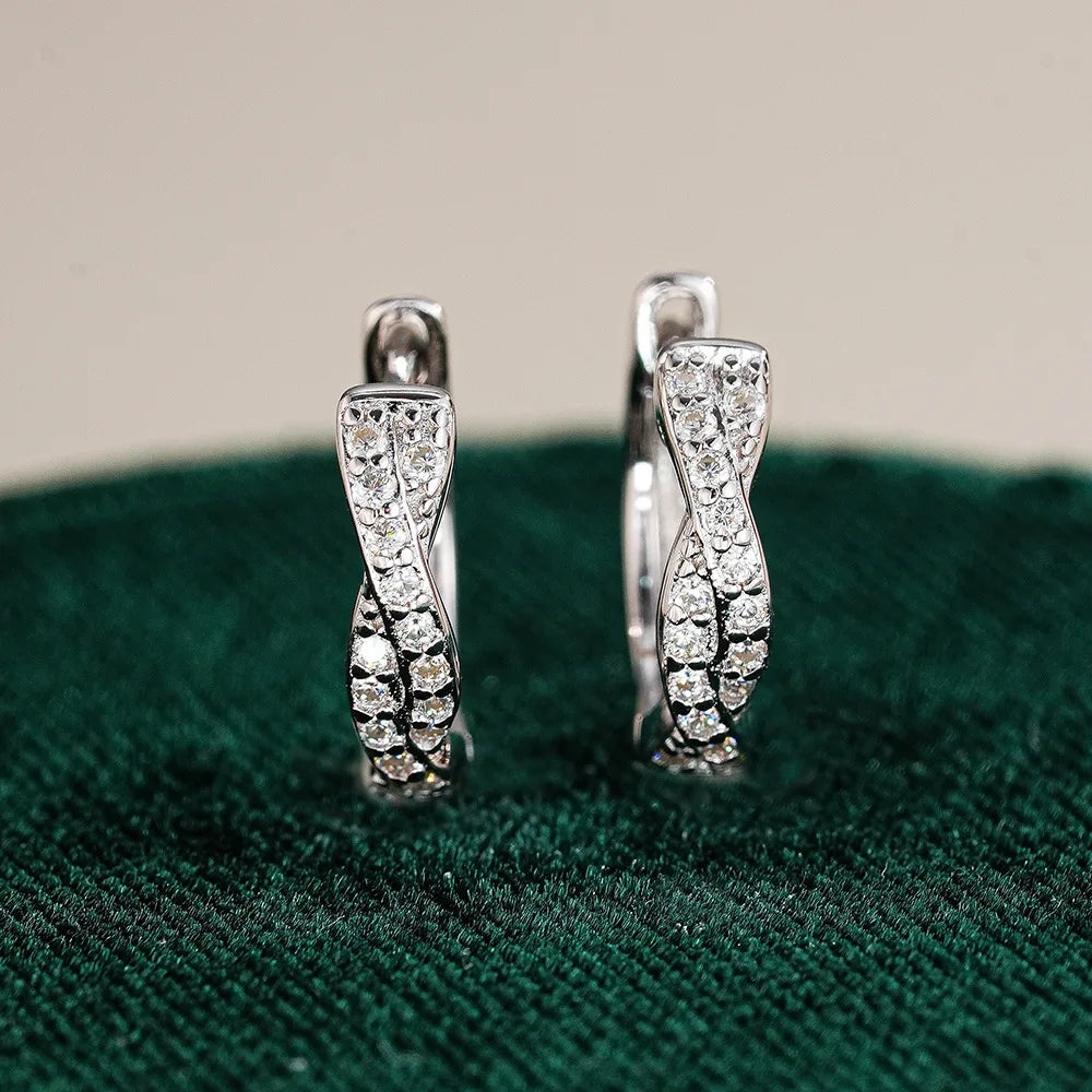 Vintage Ear Clips PT950 Platinum Women's! 0.5CT Moissanite Elegant Hoops, High-End Eye-Catching & Chic