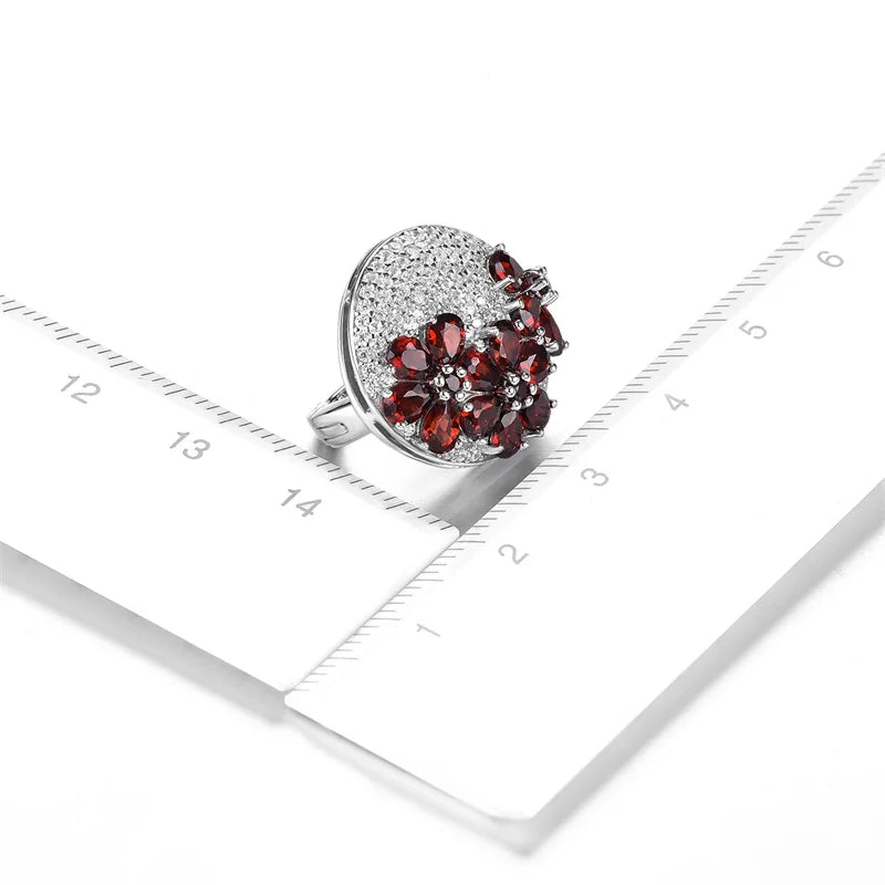 Natural Red Garnet Solid Silver Clip Earring 5.2 Carats Genuine Garnet Faced Cut Elegant Style.