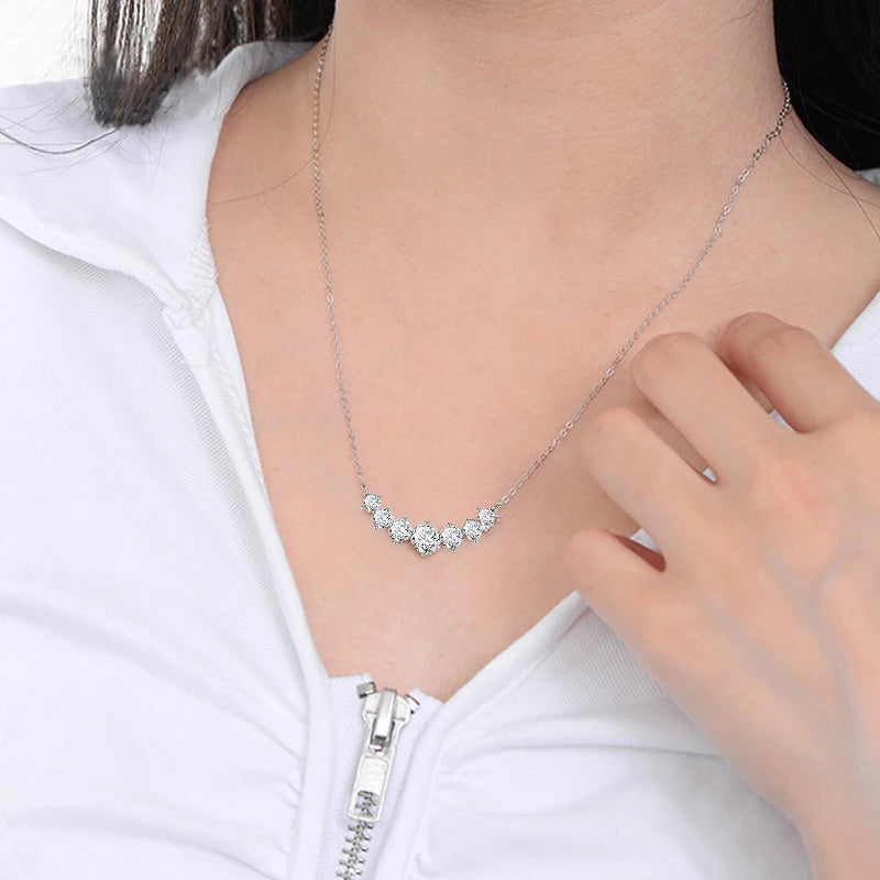 Moissanite Necklace D VVS1, D Color Sparkling Lab Diamond Luxury Necklaces 925 Sterling Silver with Certified.