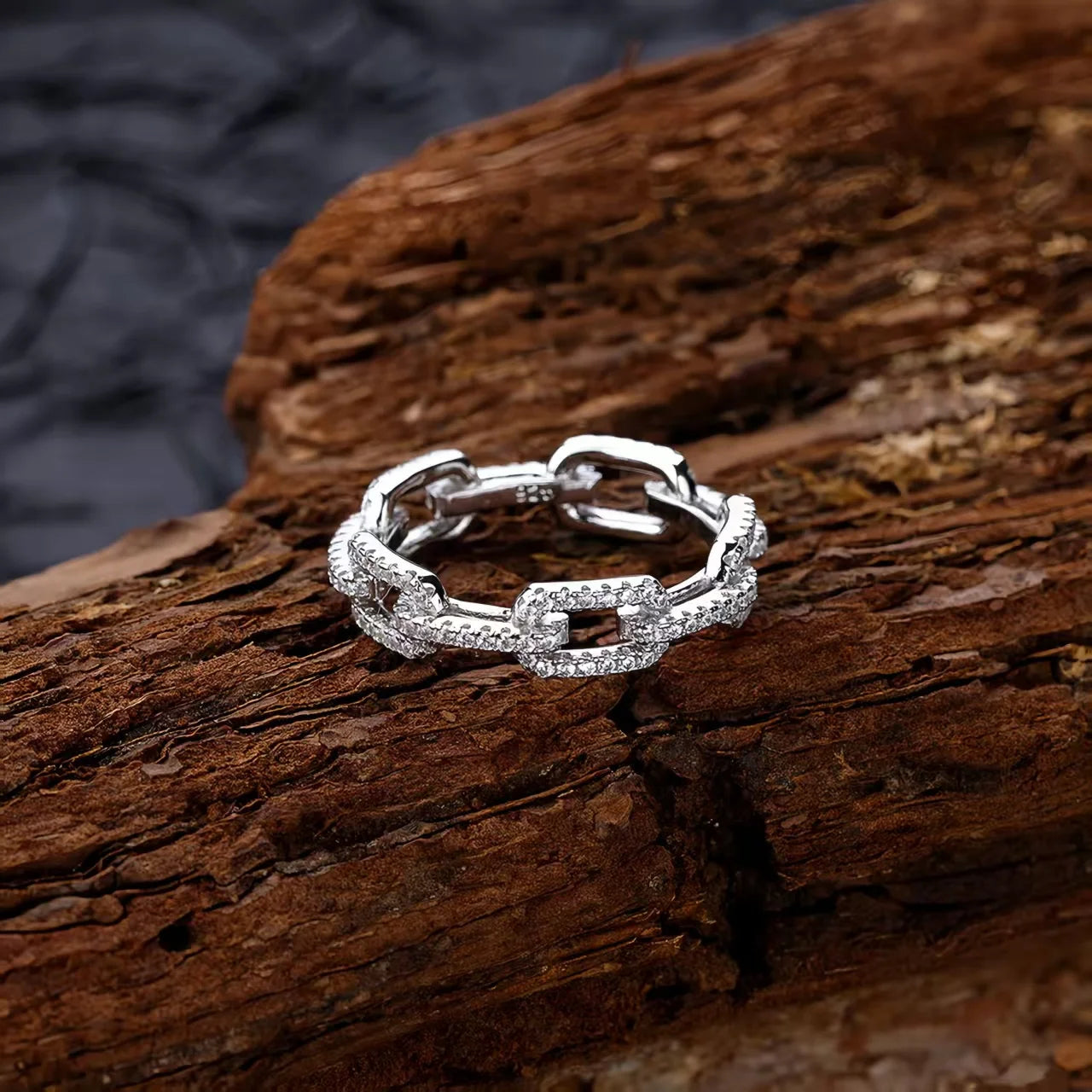 925 Sterling Silver Geometric Cubic Zirconia Stackable Ring Platinum Plated Jewelry.