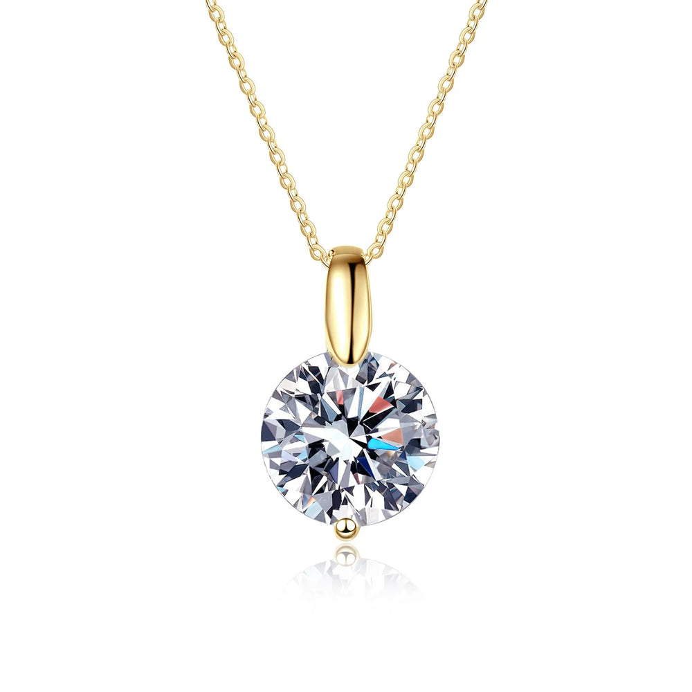 2CT 1CT D Color Real Moissanite Pendant Necklace S925 Silver Chain 14K Yellow Plated Necklaces Jewellery.