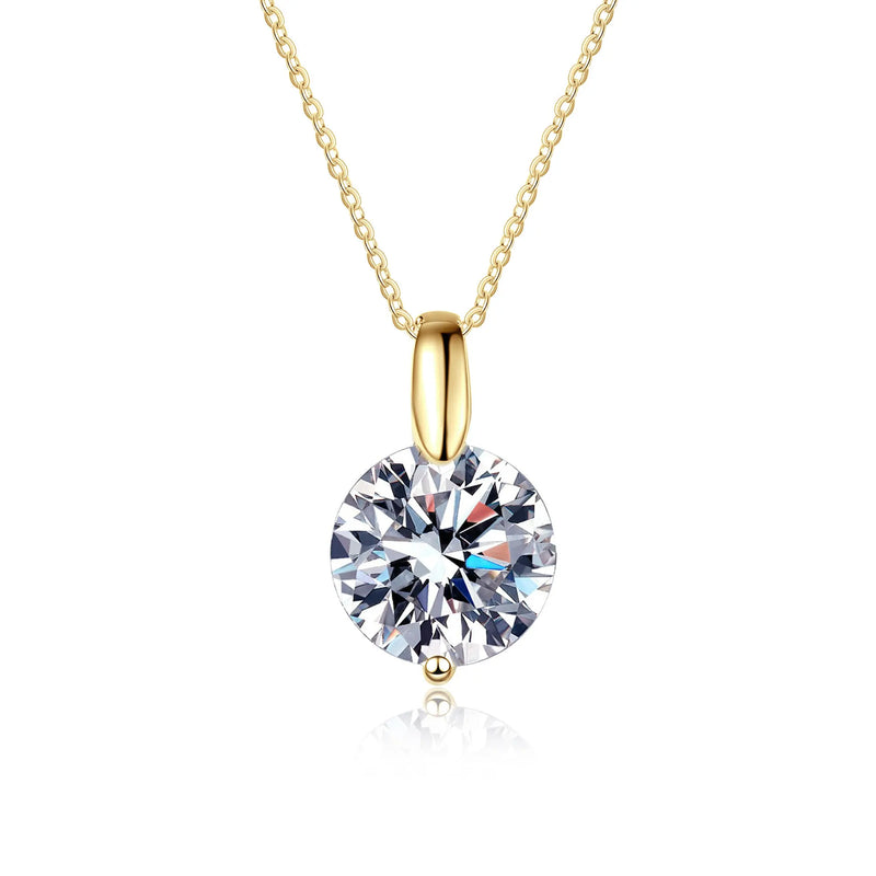 2CT 1CT D Color Real Moissanite Pendant Necklace S925 Silver Chain 14K Yellow Plated Necklaces Jewellery.