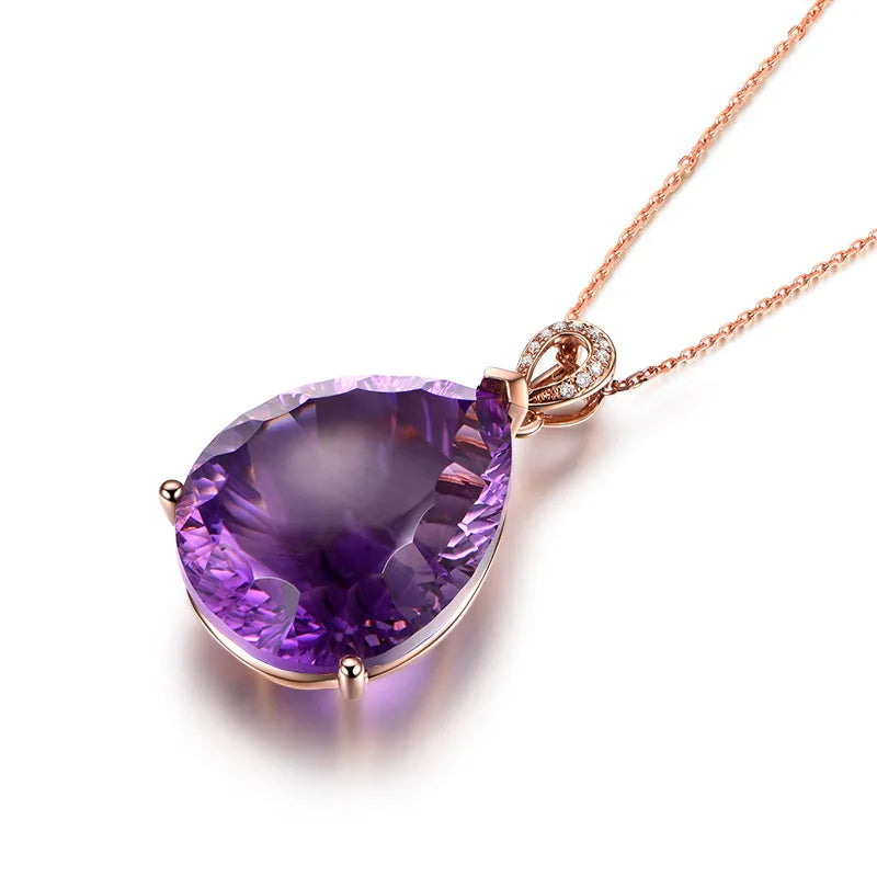 Natural Purple Amethyst Quartz Brazil Faceted Heart Love Pendant Silver Healing Stone Necklace AAAAAA