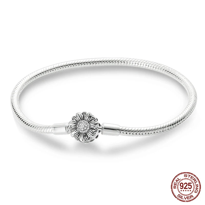 Bracelet Silver 925 Original Star Moon Sun Four Leaf Clover Green Zircon Bracelets Jewellery.