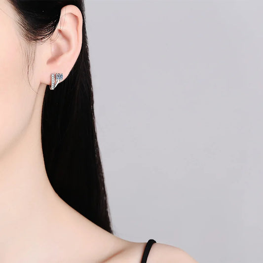 Luxury Platinum Earrings PT950 Asymmetric Design Women's Buckle D Color Moissanite Diamond White Gold Jewellery.