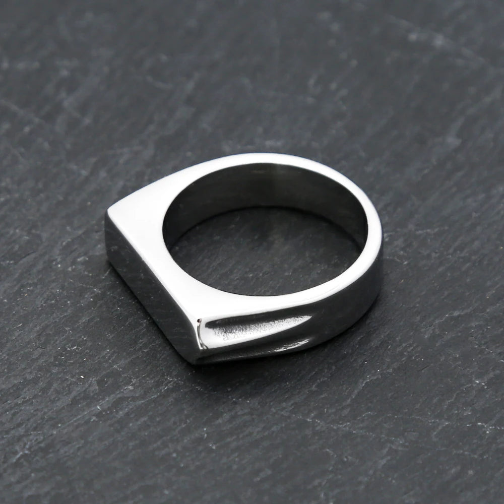 316L Stainless Steel Simple Rings For Men Square Band Flat Ring Charm Jewellery
