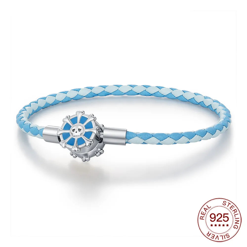 925 Sterling Silver Drop Rubber Bracelet Love Butterfly Clover Bracelet Original Charm Beads Jewellery.