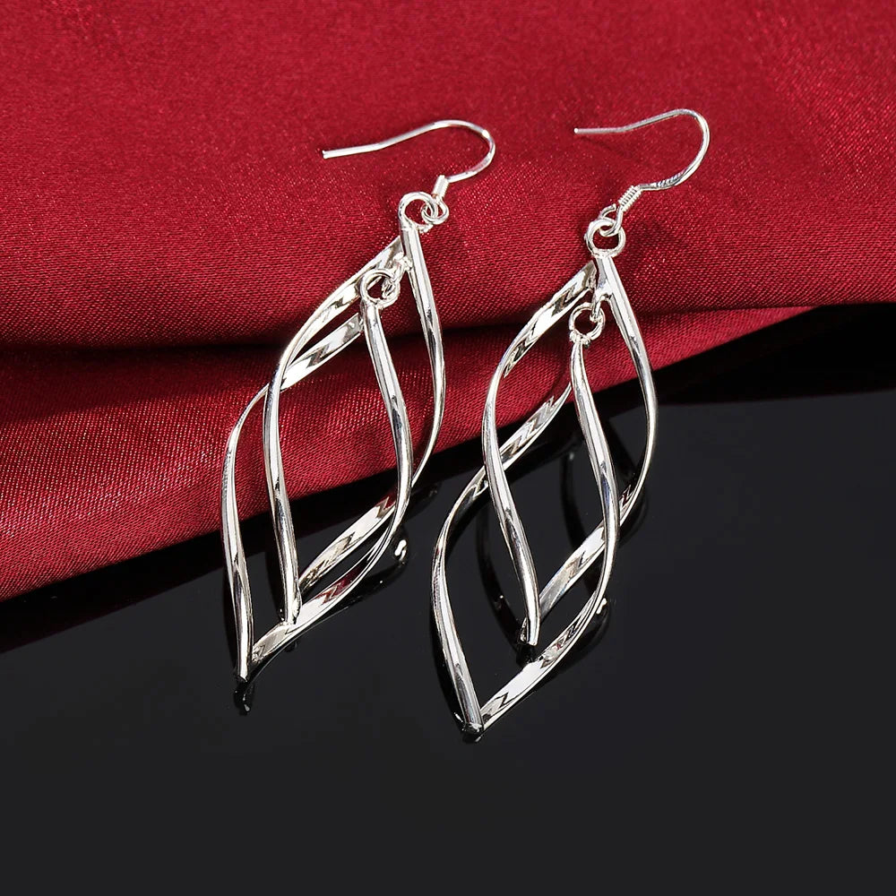 High Quality Charms 925 Sterling Silver Long Earrings Elegant Fashion Jewellery Gift.