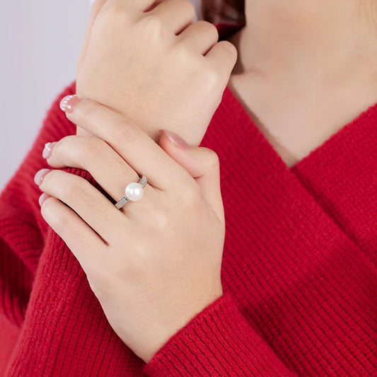Genuine Natural Pearl Rings Women,925 Sterling Silver Ring With Adjustable Pearl.