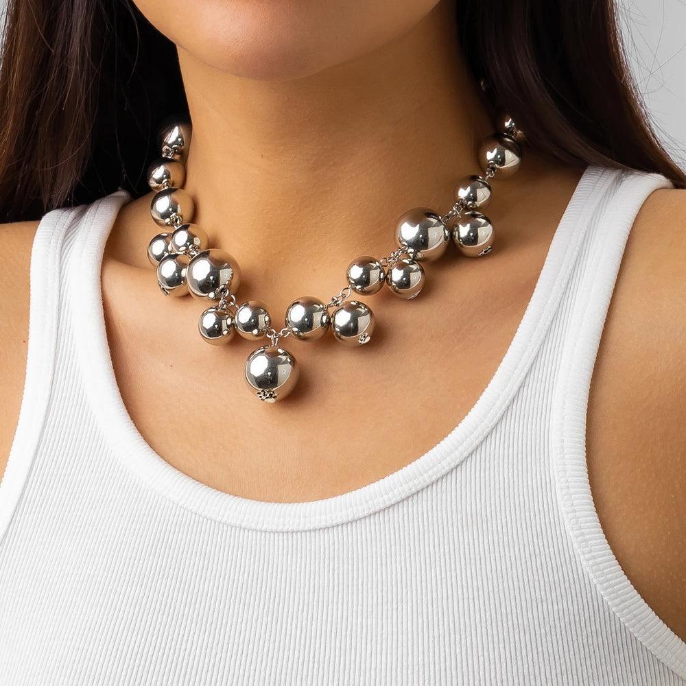 Exaggerated Acrylic Big Ball Beads Necklace Clavicle Chain Jewellery.