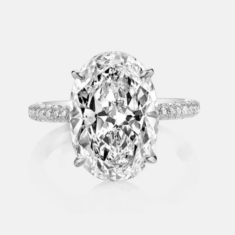 8CT Oval Cut All Moissanite Ring S925 Silver Sparkling Lab Diamond Moissanite Fine Jewellery