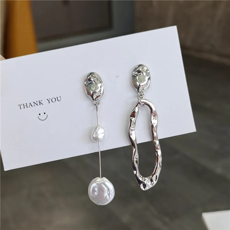New Elegant Irregular Earring Pearl Metallic