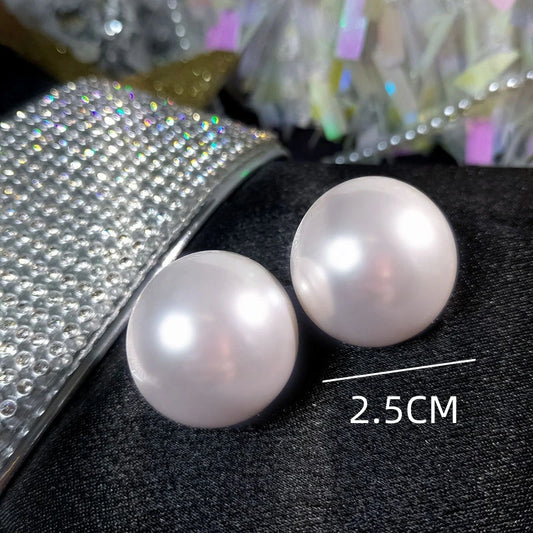 2.0CM Big Imitation Pearl Round Stud Earrings Minimalist Statement.