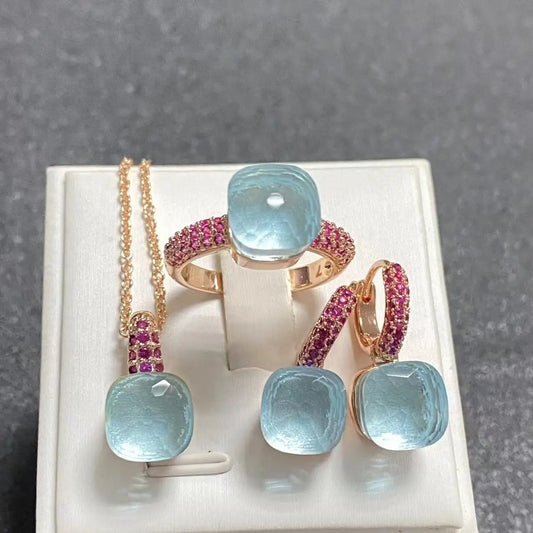 3Pcs Rose Gold Plated Jewelry set with Inlay Purple Zircon Crystal