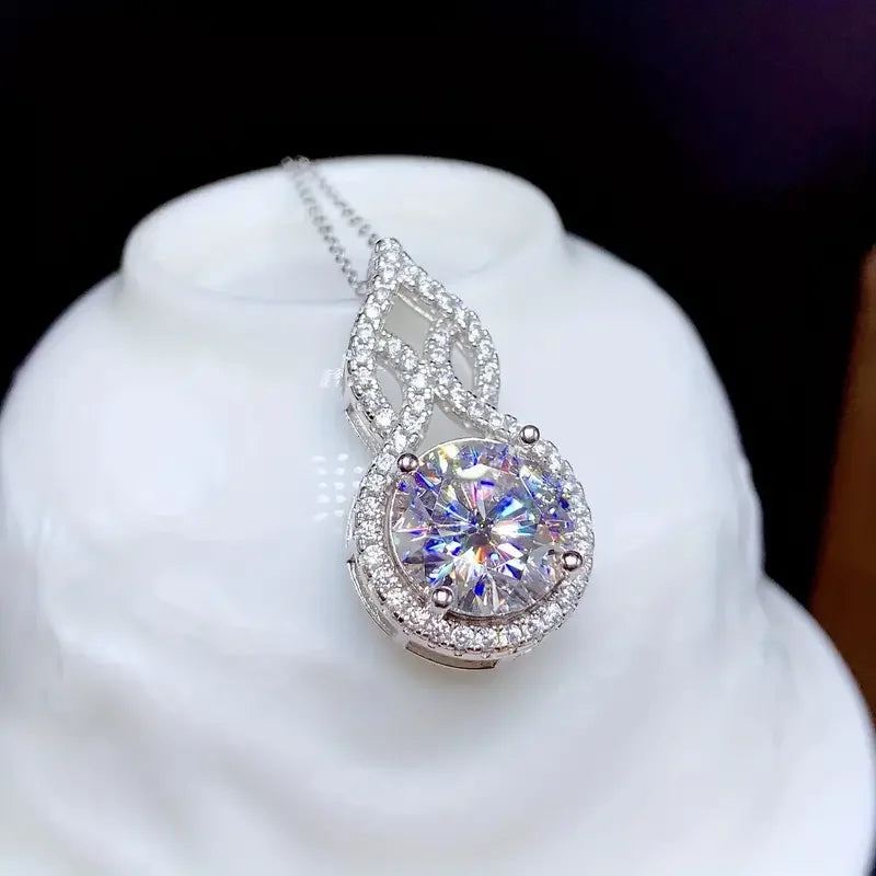 Real 925 Sterling Silver D Color Moissanite Infinity Necklace Luxury Gourd Shape Jewelry.