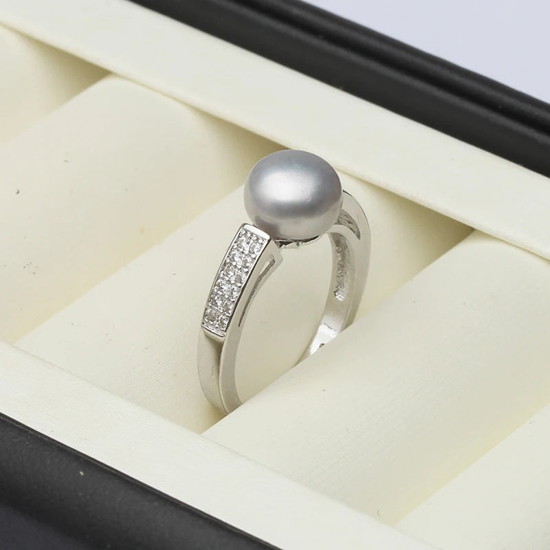 Genuine Natural Pearl Rings Women,925 Sterling Silver Ring With Adjustable Pearl.