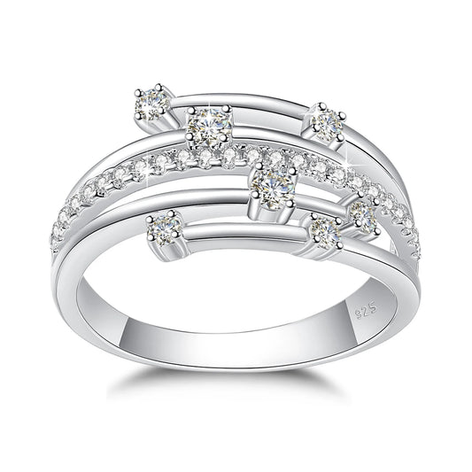 Szjinao Brand Trendy Moissanite Ring Eternity Wedding Band Solid 925 Silver Rings For Women Jewelry Engagement Gift Dropship