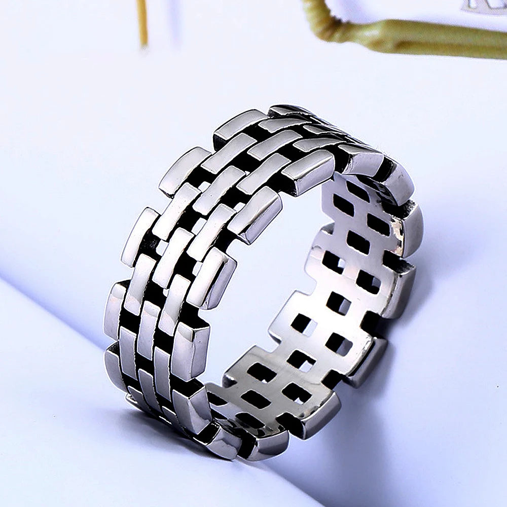 316L Stainless Steel Simple Rings For Men Square Band Flat Ring Charm Jewellery