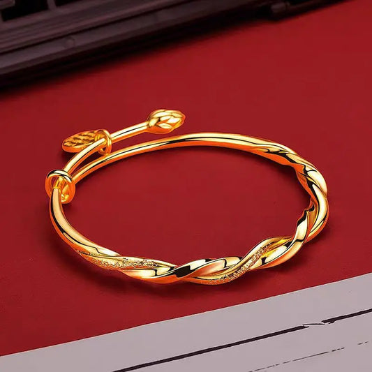 24K Gold (AU999) Gradient Yellow Bracelet Gradient matte twist.