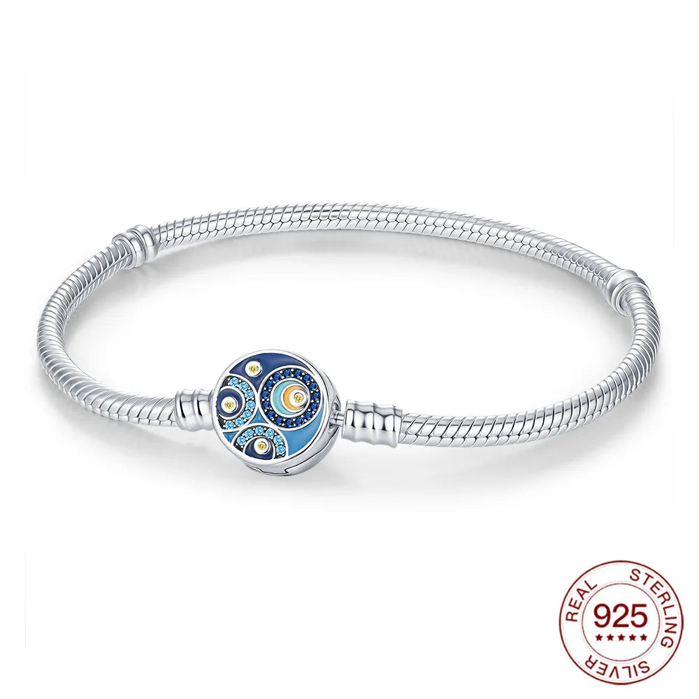 925 Sterling Silver Drop Rubber Bracelet Love Butterfly Clover Bracelet Original Charm Beads Jewellery.
