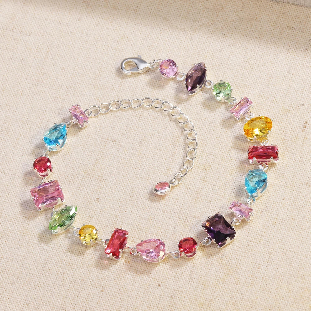 18K Gold Plated New Luxury Colorful Crystal Zircon Necklace Fashion Jewellery.