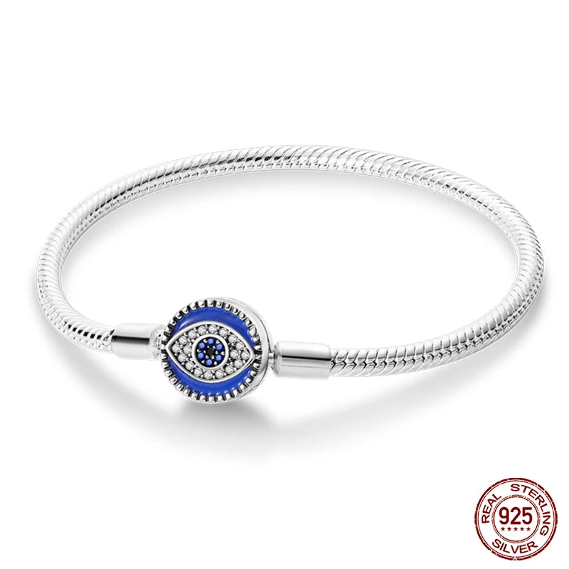 Bracelet Silver 925 Original Star Moon Sun Four Leaf Clover Green Zircon Bracelets Jewellery.