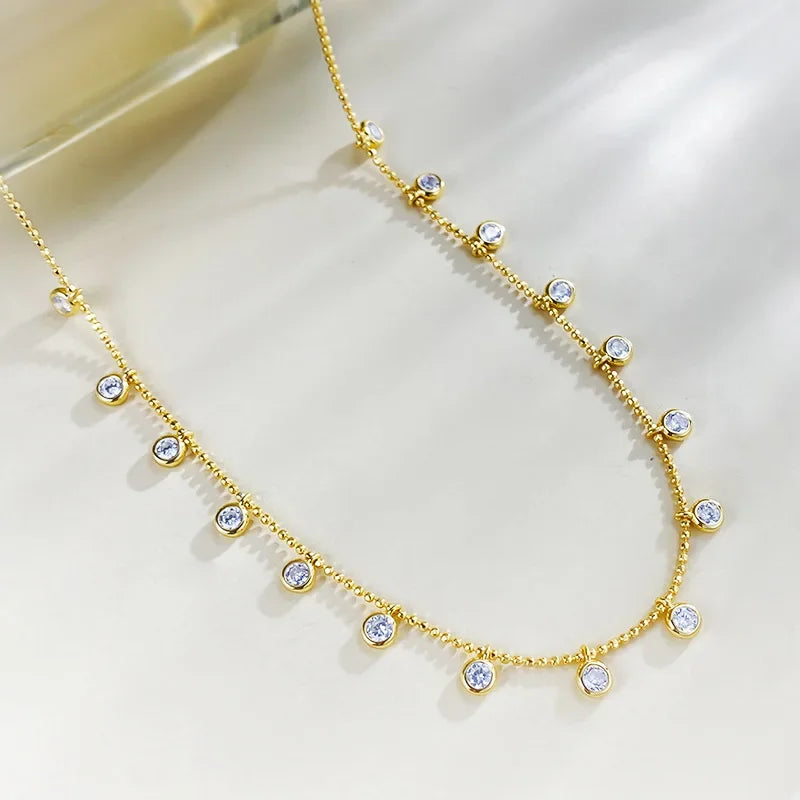 Charm Moissanite Diamond Necklace 100% Real 925 Sterling Silver Jewellery.
