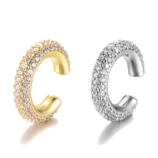 Round C Shape Cartilage Clip Earrings, Fake No Pierced Earrings AAAAA Zirconia Geometric Jewelry Gold Silver.