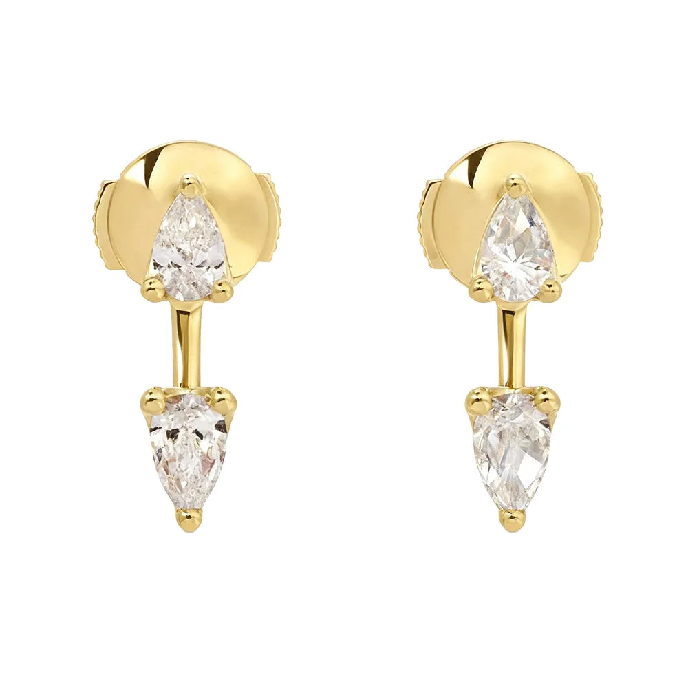 1CT D Color Moissanite Teardrop Earrings - 925 Sterling Silver Plated 18K Gold Drop Earrings Luxury Jewelry