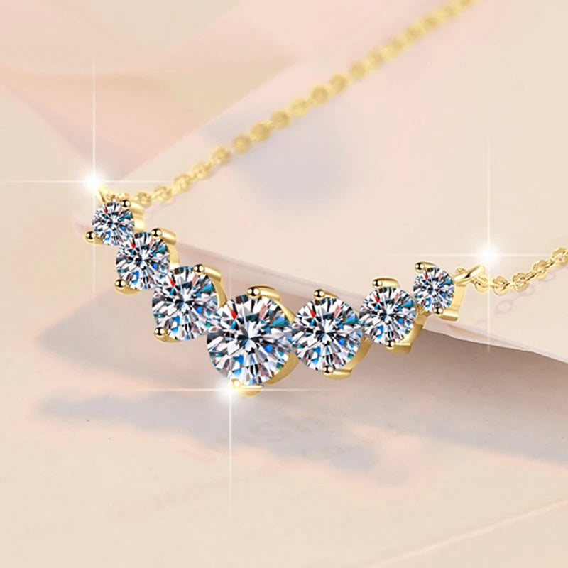 Moissanite Necklace D VVS1, D Color Sparkling Lab Diamond Luxury Necklaces 925 Sterling Silver with Certified.