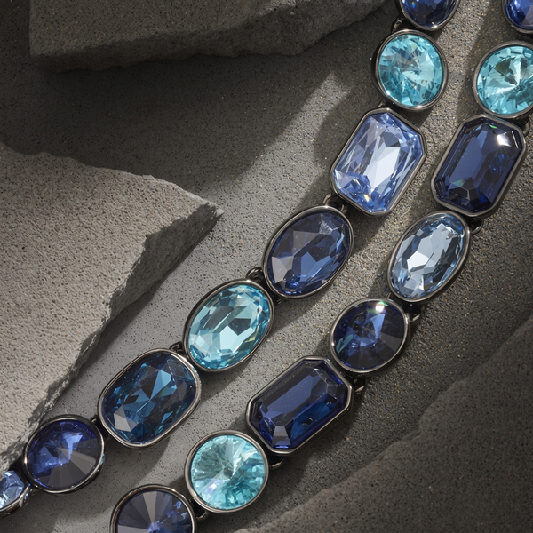 Gold plated gorgeous colorful glass crystal high fashion design niche necklace. Alternate View