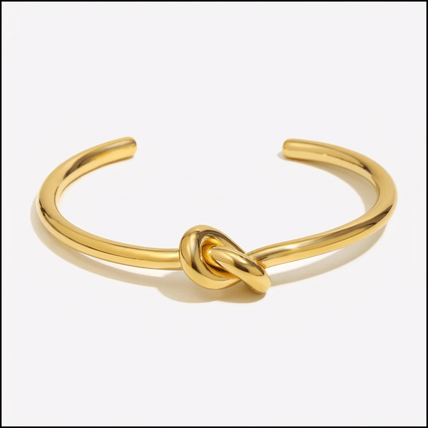 18K Gold Plated Knot Cuff Bangle Bracelets Stainless Steel Waterproof Jewellery. Alternate View