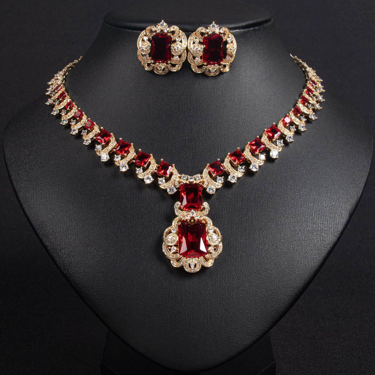 Vintage Zircon Necklace and Earring Set