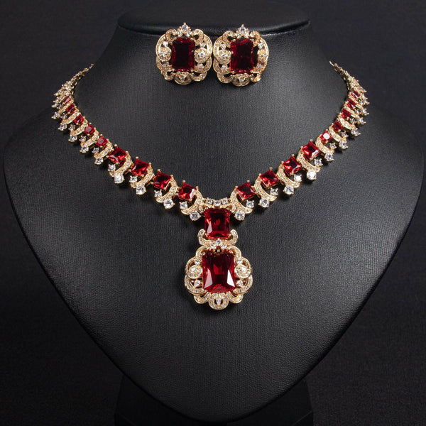 Vintage Zircon Necklace and Earring Set Alternate View