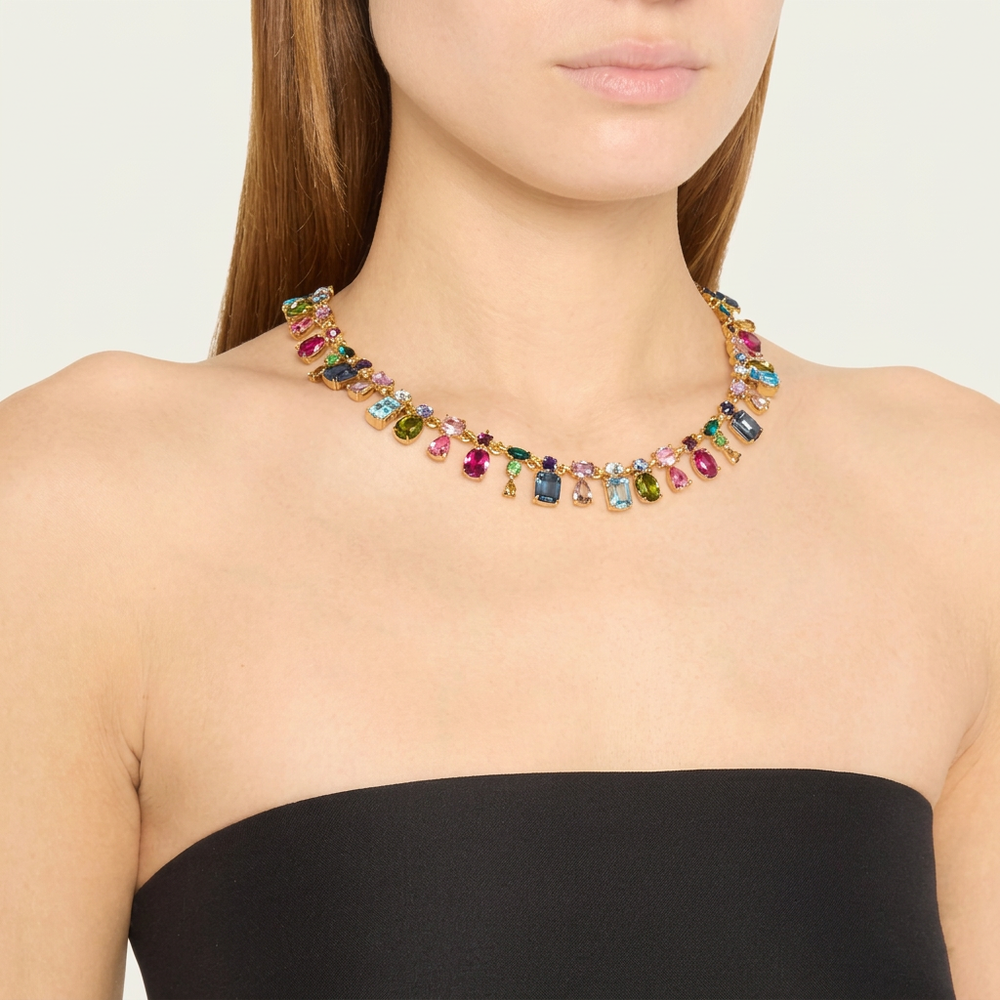 Cleaned necklace on model in black