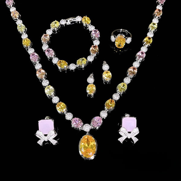Gradient Egg-Shaped Zircon 18k Gold Plated Jewellery Set. Alternate View
