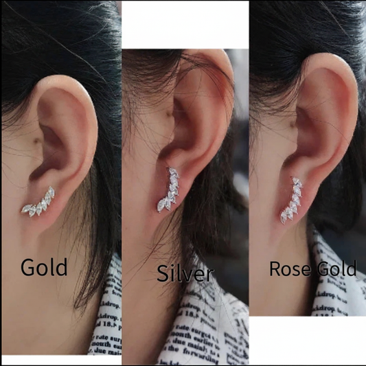 Luxury Solid Platinum PT950 18K gold rose gold Earrings Feather horse eye diamonds elegant earrings with diamonds.