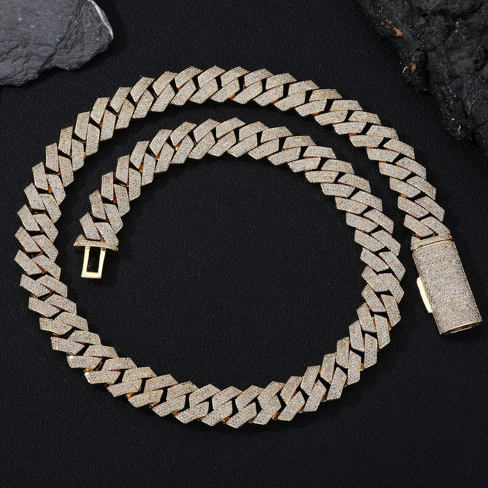 Men's Cuban Chain Zircon Necklace and Bracelet jewellery set.